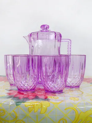 04 Plastic Novel Jug with 4 Glass Set of 5 Purple