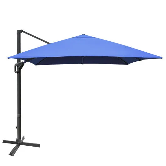 10 x 13 Feet Rectangular Cantilever Umbrella with 360° Rotation Function-Navy