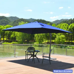 10 x 13 Feet Rectangular Cantilever Umbrella with 360° Rotation Function-Navy