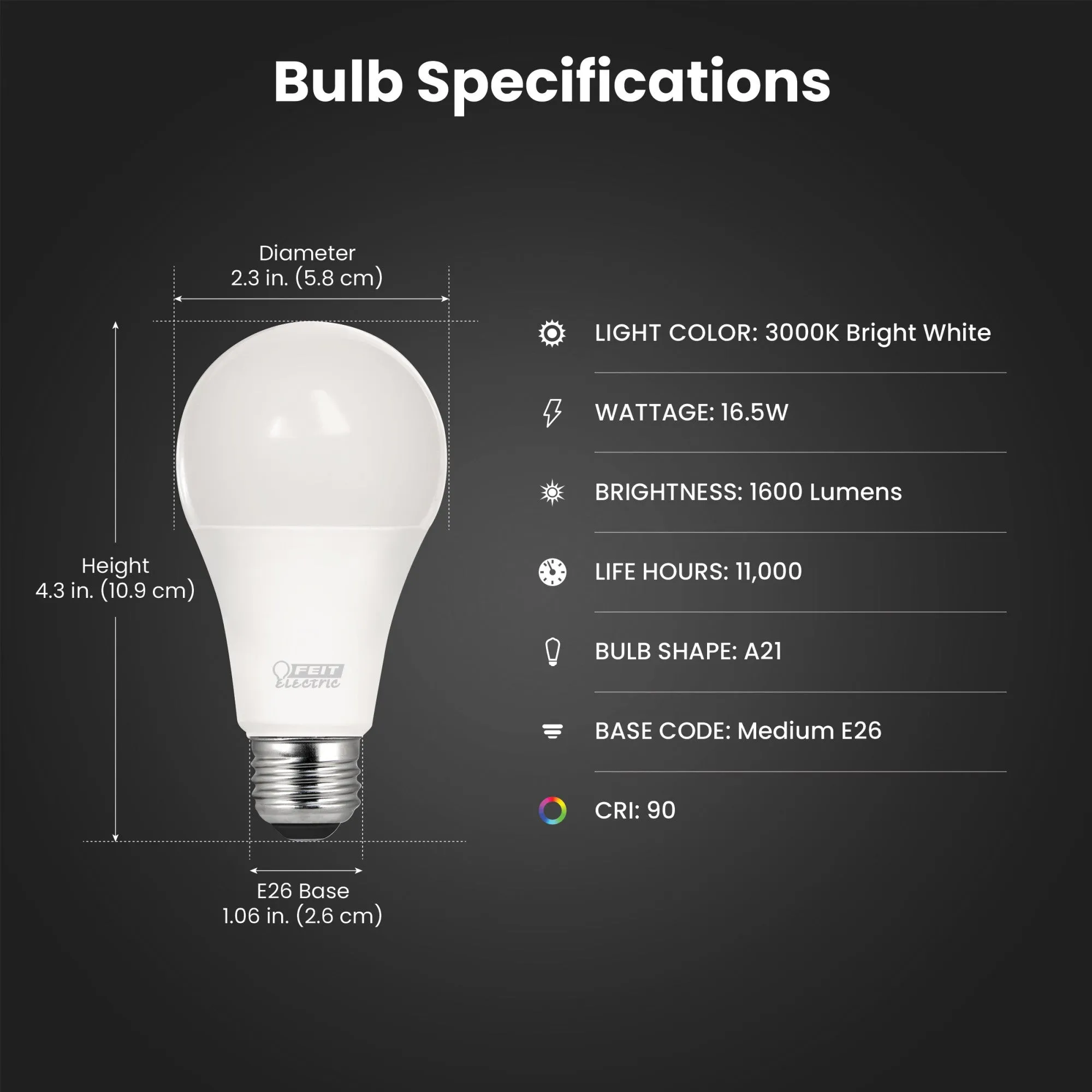 17.7W (100W Replacement) Daylight (5000K) E26 Base A19 Non-Dimmable General Purpose Enhance LED Bulb (6-Pack)