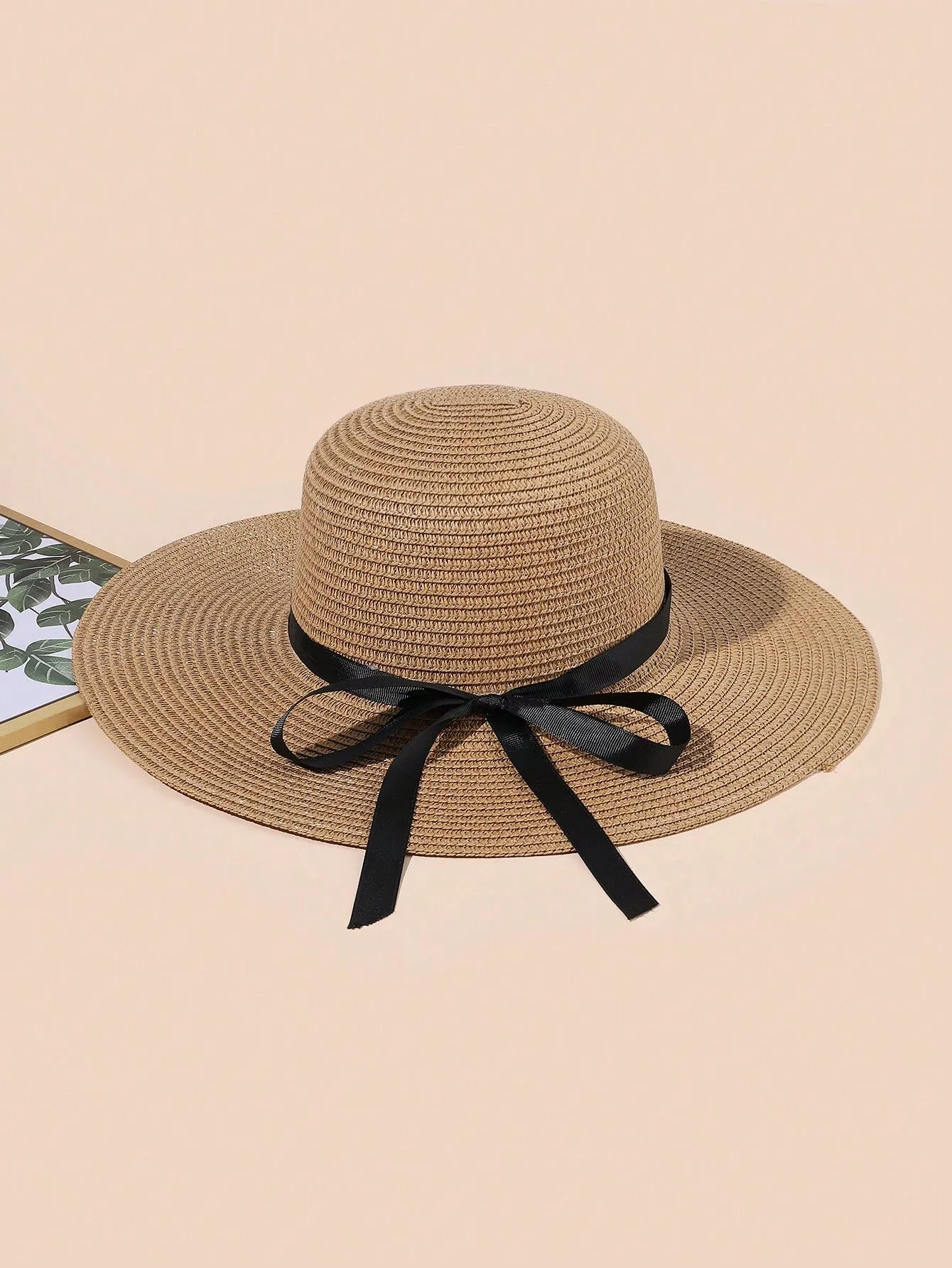 1pc Women Sun Hat With Wide Brim   1pc Women Fashionable Woven Handbag