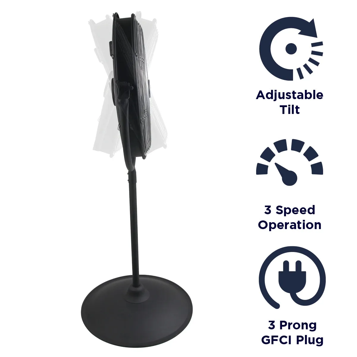 20 In. 3-Speed Tilting Outdoor Rated Pedestal Fan