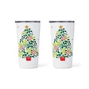 20 Oz Peppermint Tree Highball Tumblers, Set Of 2