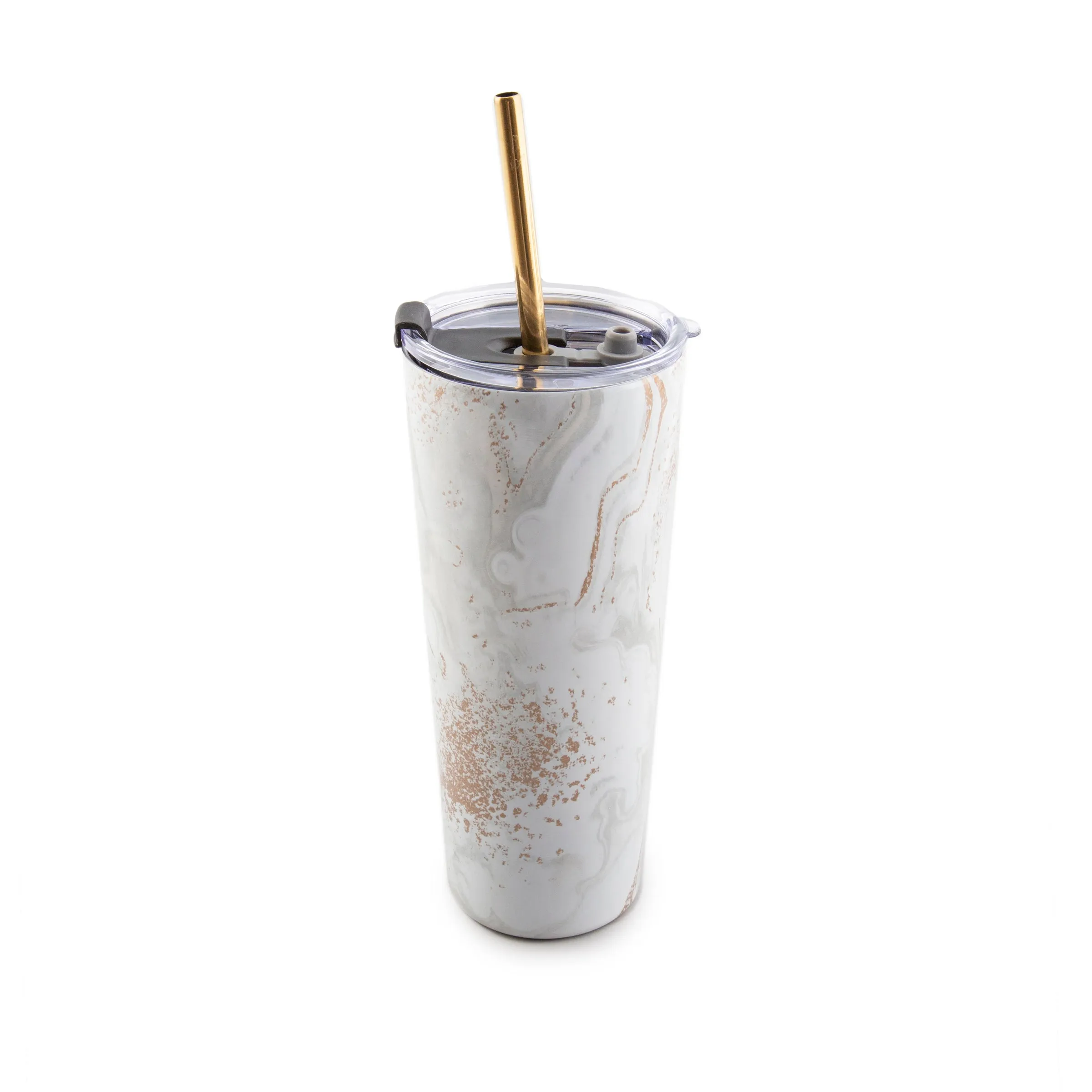 24 Oz White Geo Insulated Tumblers, Set Of 2