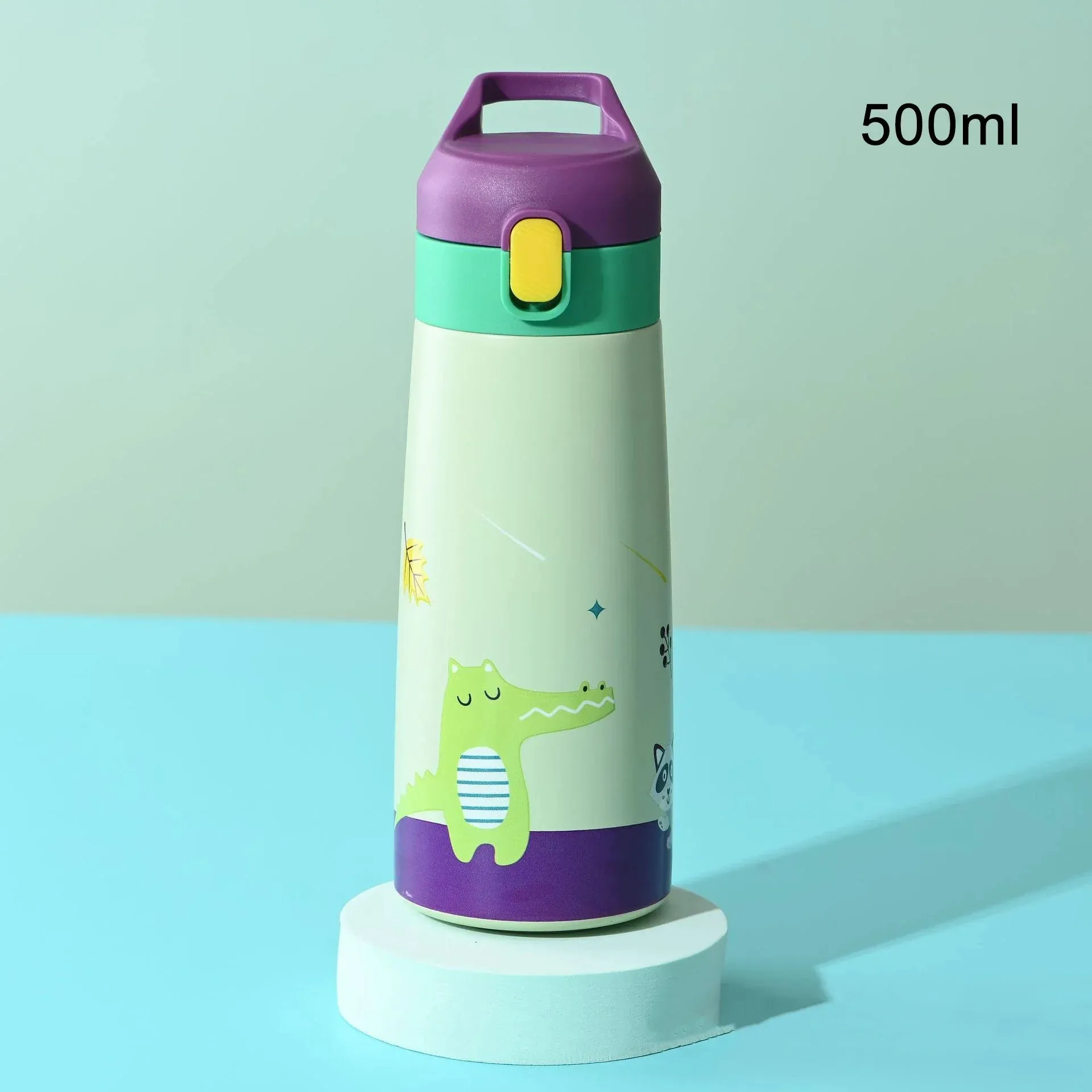 500ml Kids Thermos Bottle Stainless Steel Straw Thermos Mug Leak-Proof Vacuum Flask Children Thermal Water Bottle For School