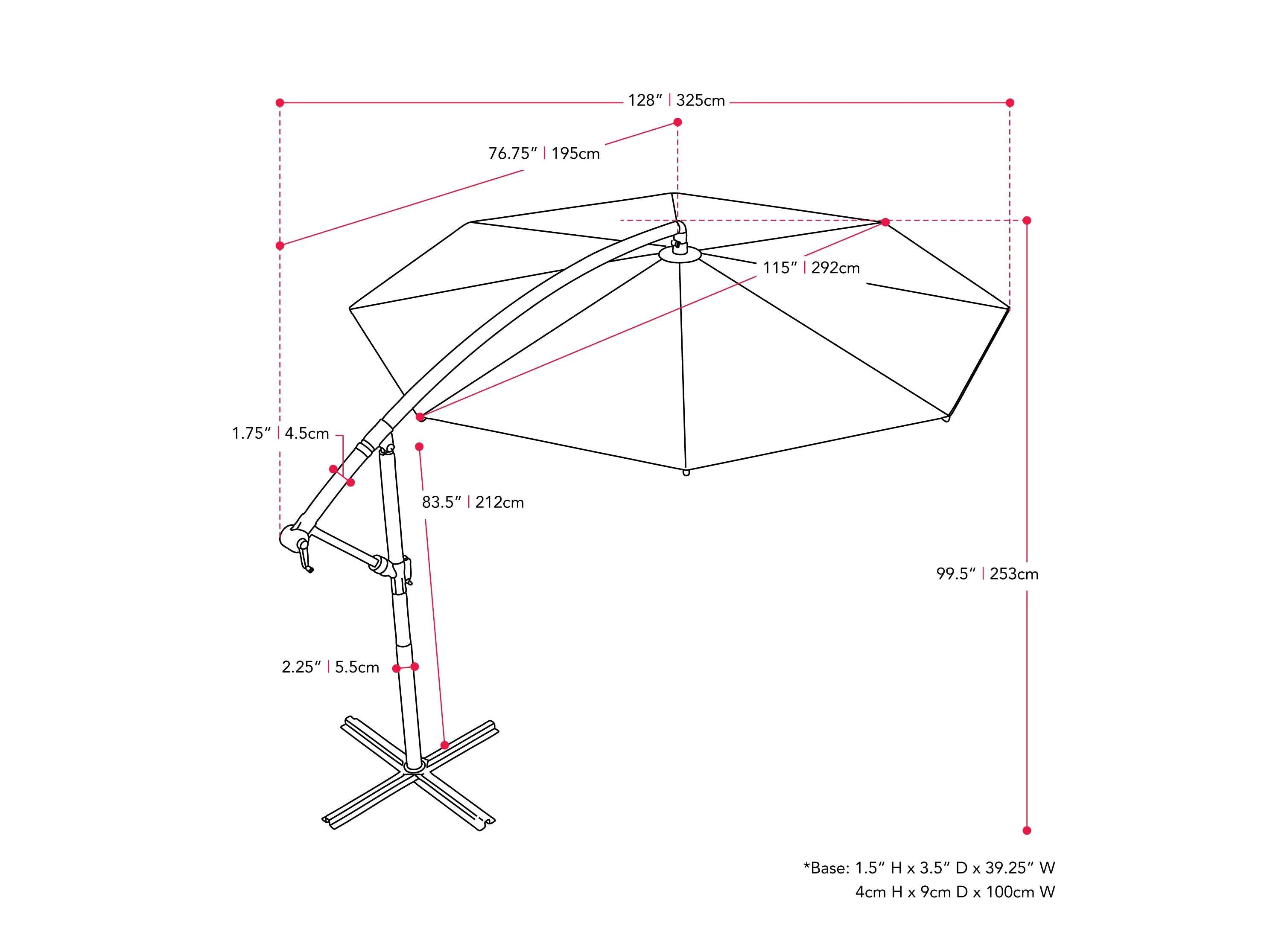 9.5ft Tilting Offset Patio Umbrella - Yellow