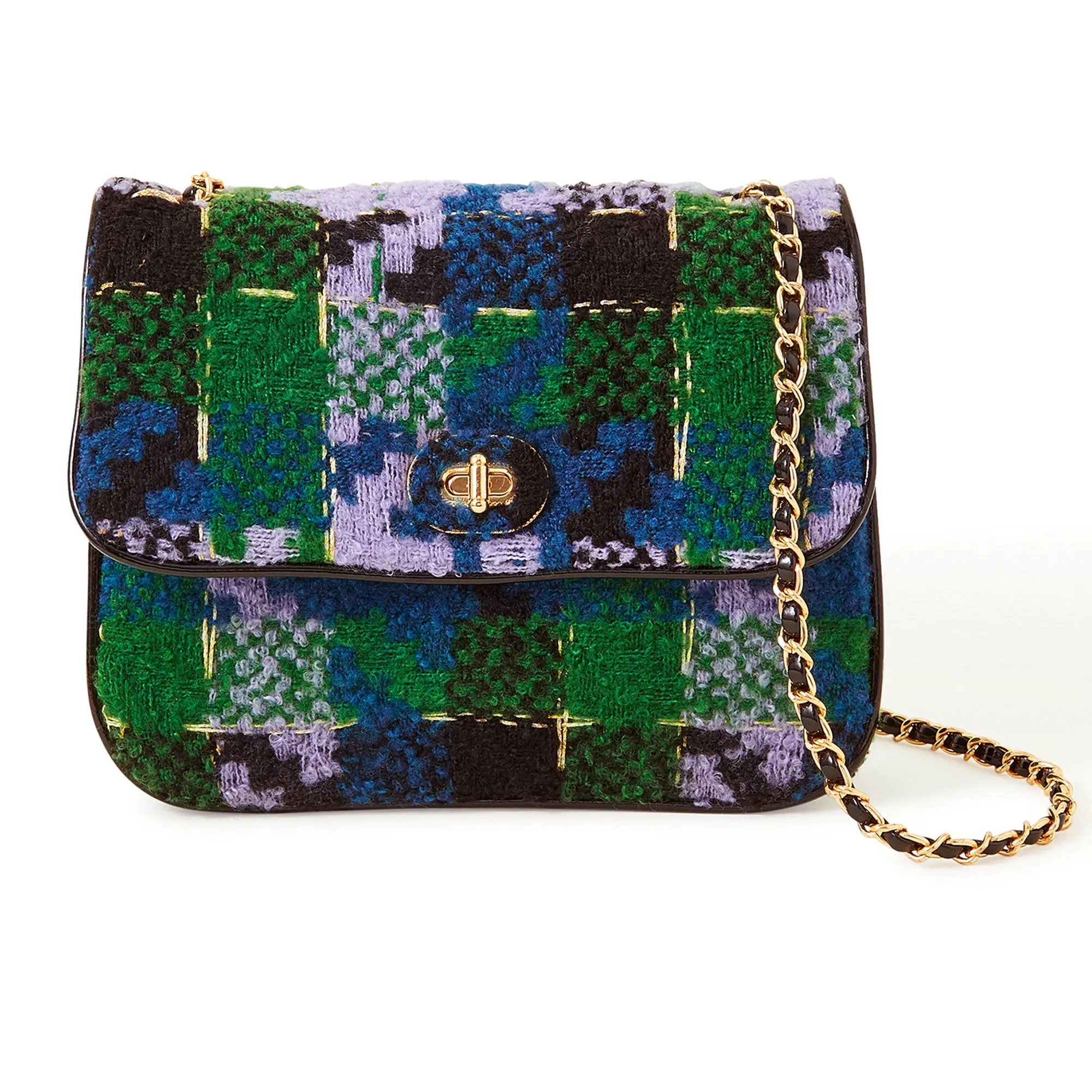 Accessorize London Women's Green
 Tweed Cross Body Bag