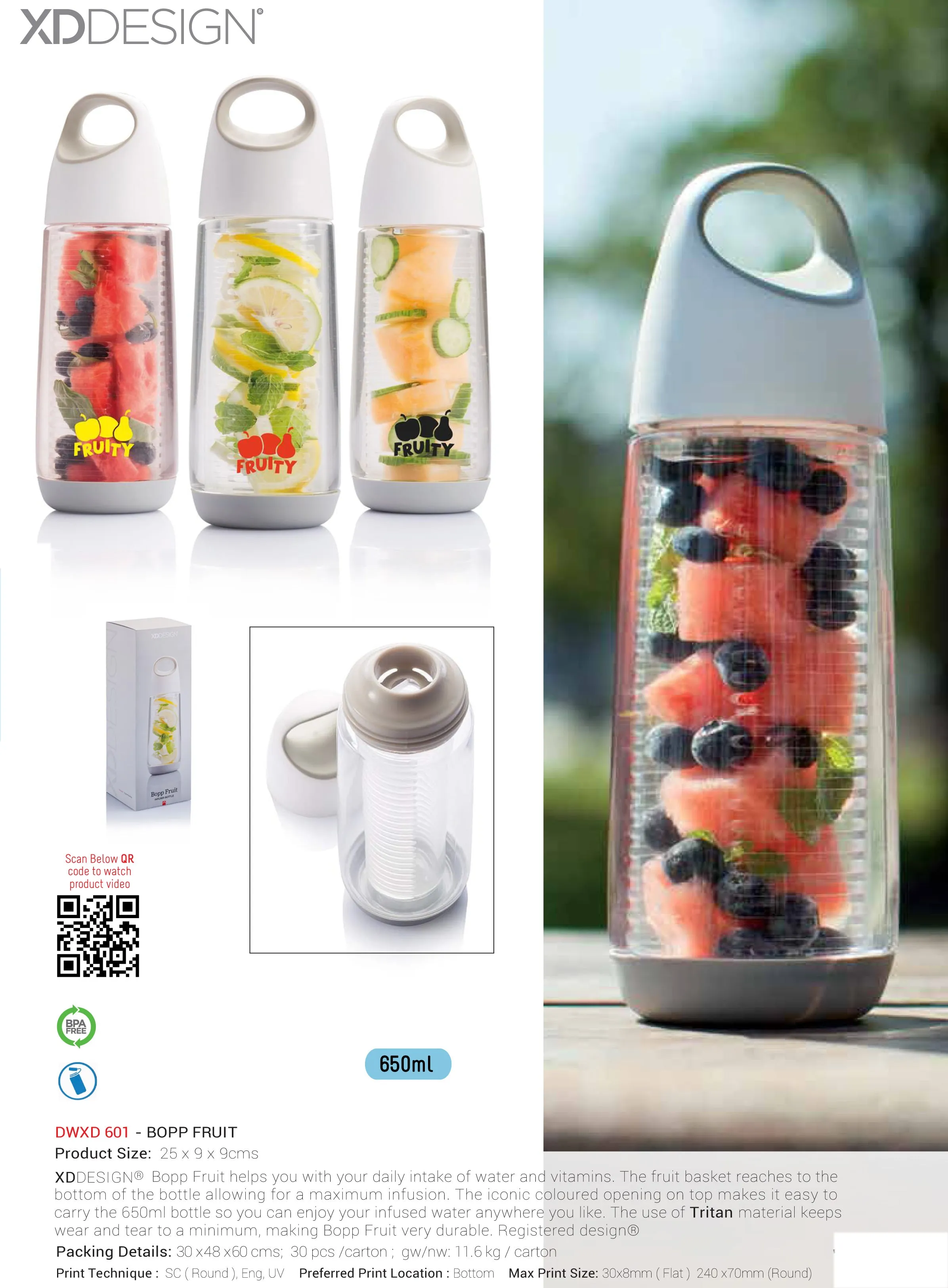 AMS- DWXD 601 - XDDesign Bopp Fruit Water Bottle