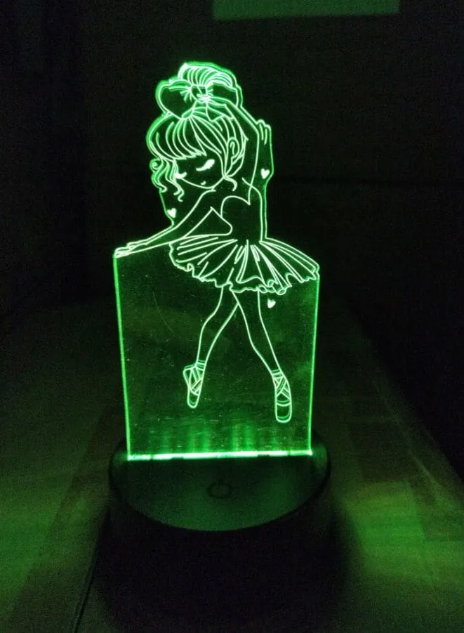 Ballet 3D Acrylic LED Light, 16 Color with remote control, Both Battery and USB Powered