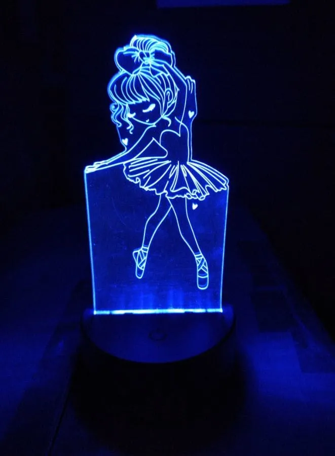 Ballet 3D Acrylic LED Light, 16 Color with remote control, Both Battery and USB Powered