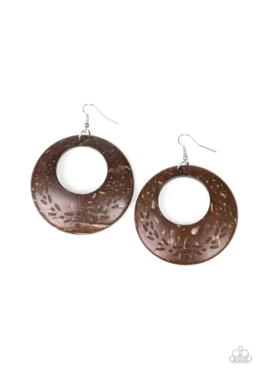 Beach Club Clubbin Brown Earring - Paparazzi Accessories