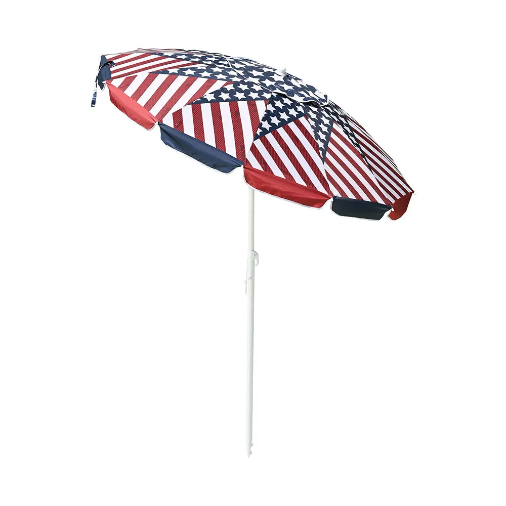 Beach Umbrella w/ Sand Anchor 7ft Tilt 12-Rib