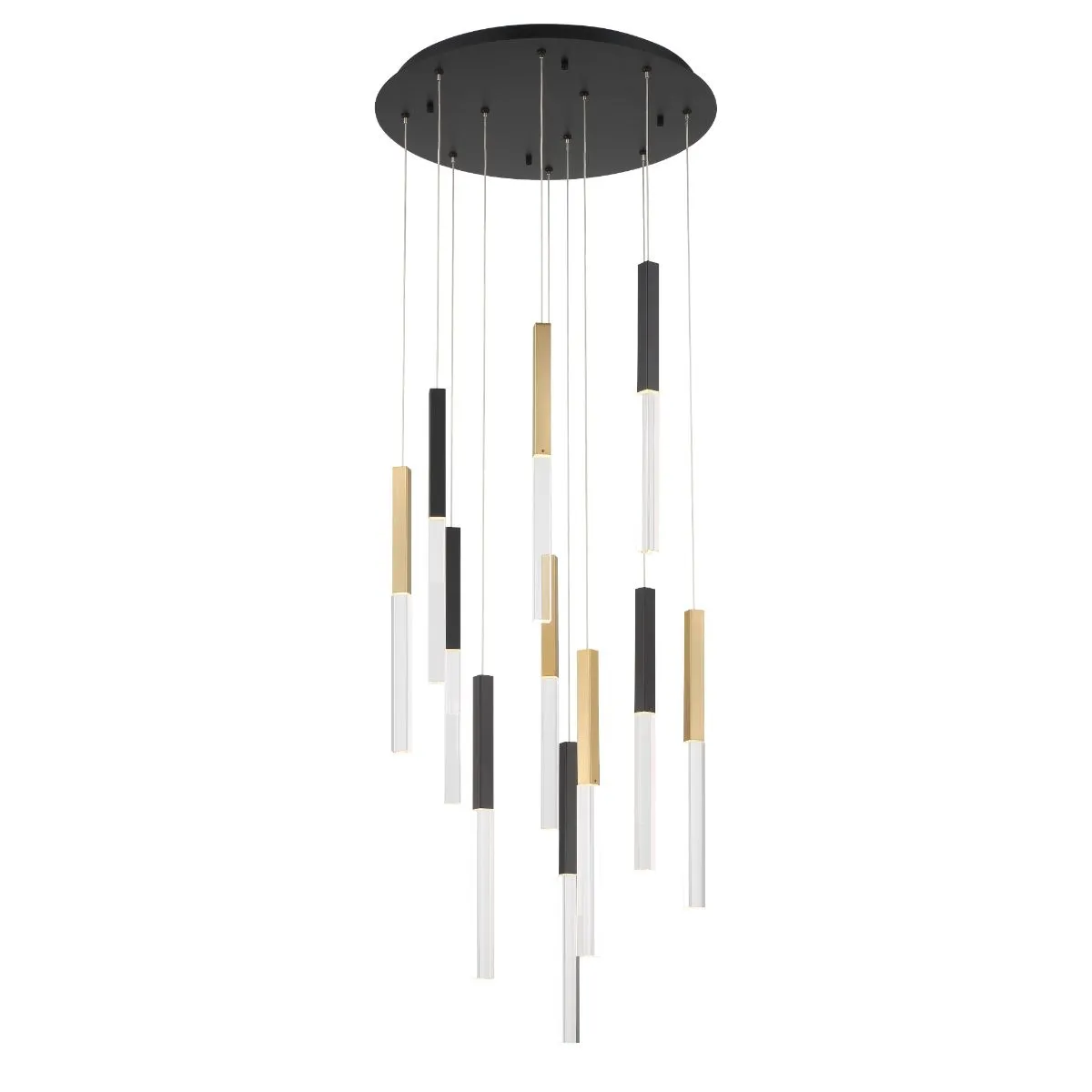 Benicio 22 in. 11 Lights LED Chandelier gold black mix Finish