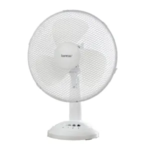 Benross 43920 12-Inch Standing Desk Fan/Easy Push Control Buttons / 3 Speed Settings/Oscillating Head/Safety Guard/Use In Home, Office, Commercial & More/White Colour