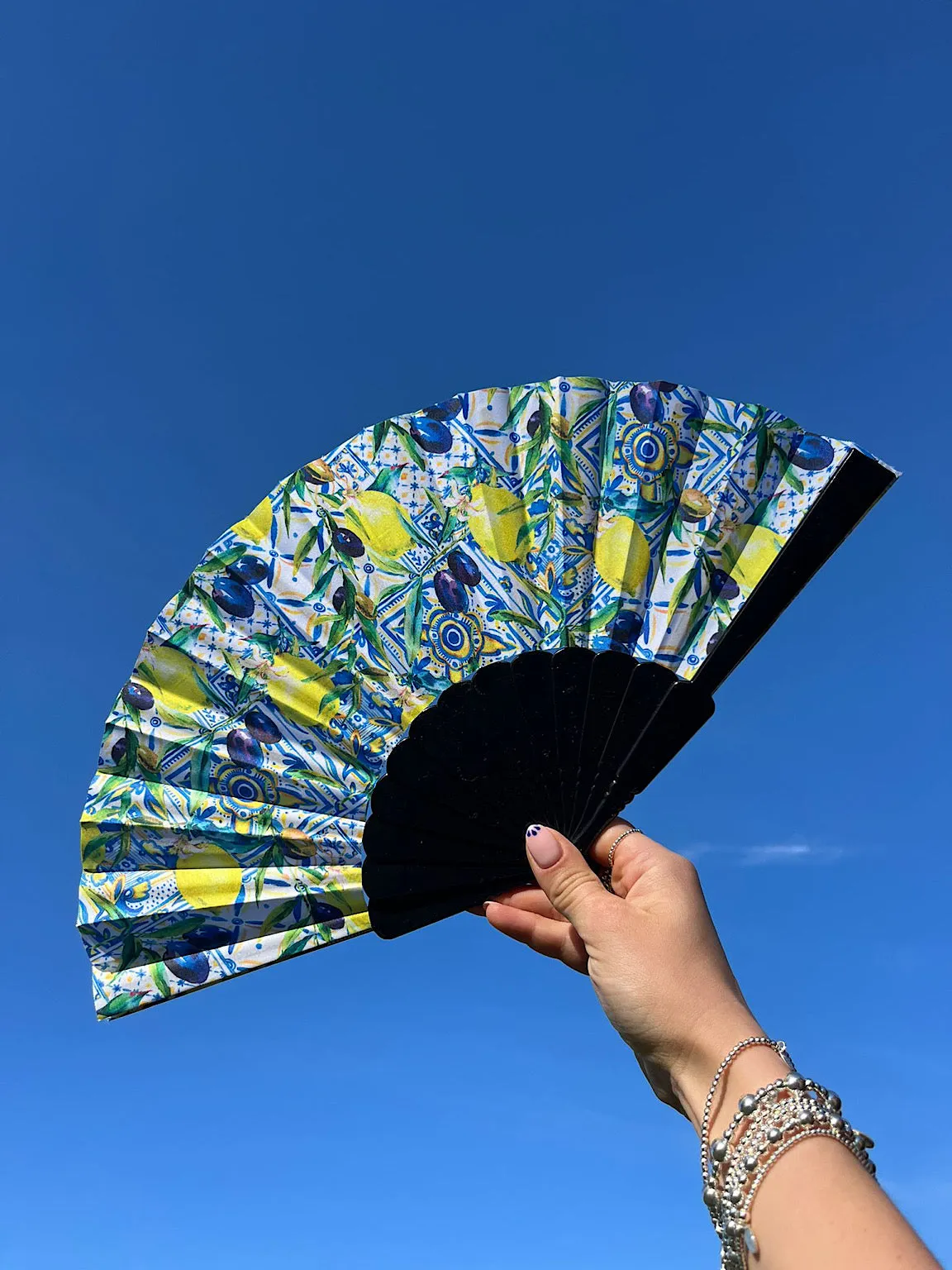 Black Lemon Pattern Fan