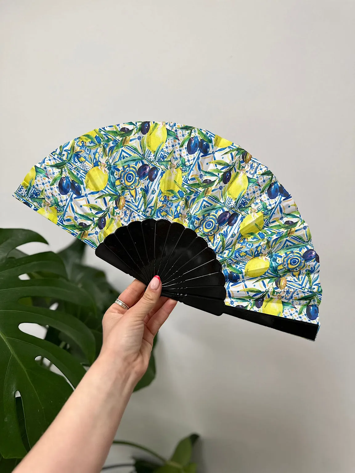 Black Lemon Pattern Fan