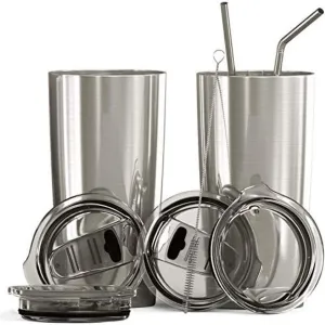 Bluepeak Stainless Steel Tumbler 20oz 2-Pack Silver