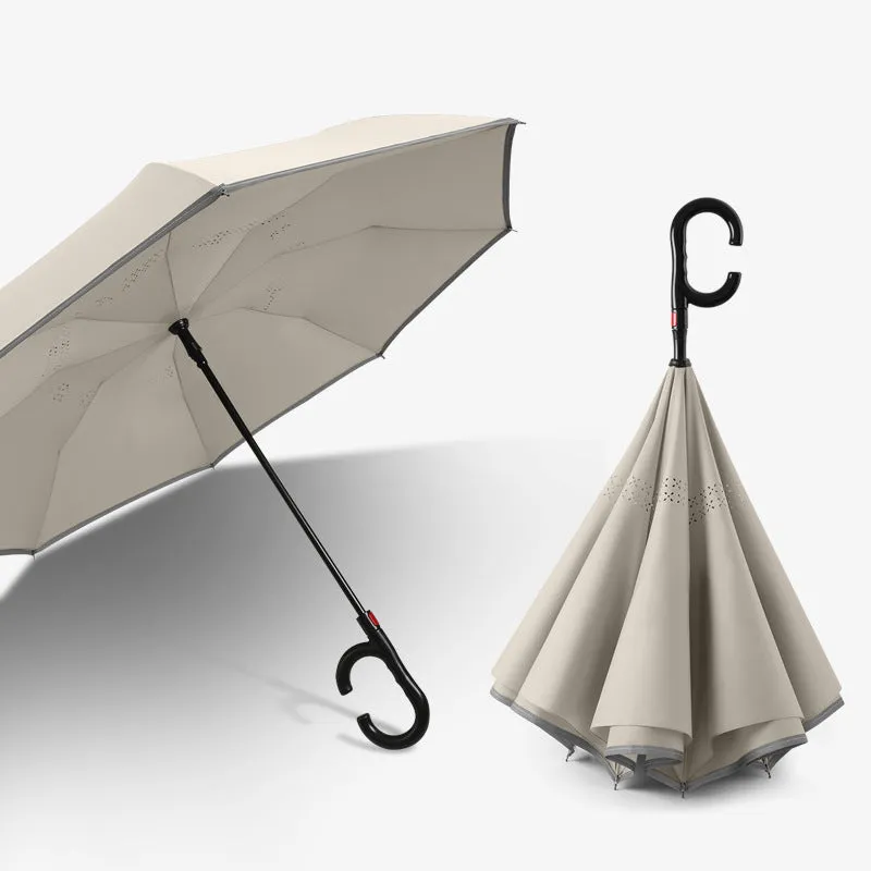 C-type double-layer straight pole fully automatic car reverse umbrella sunshade sun protection anti-subpackage double umbrella