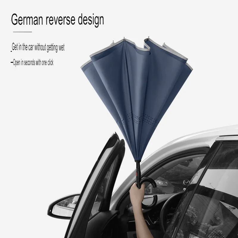 C-type double-layer straight pole fully automatic car reverse umbrella sunshade sun protection anti-subpackage double umbrella