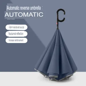 C-type double-layer straight pole fully automatic car reverse umbrella sunshade sun protection anti-subpackage double umbrella