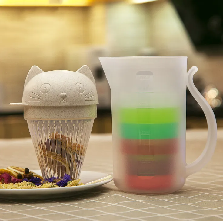 Cat Water Cup Kettle Set Plastic Bottles Environmentally Portable Teapot with Filter