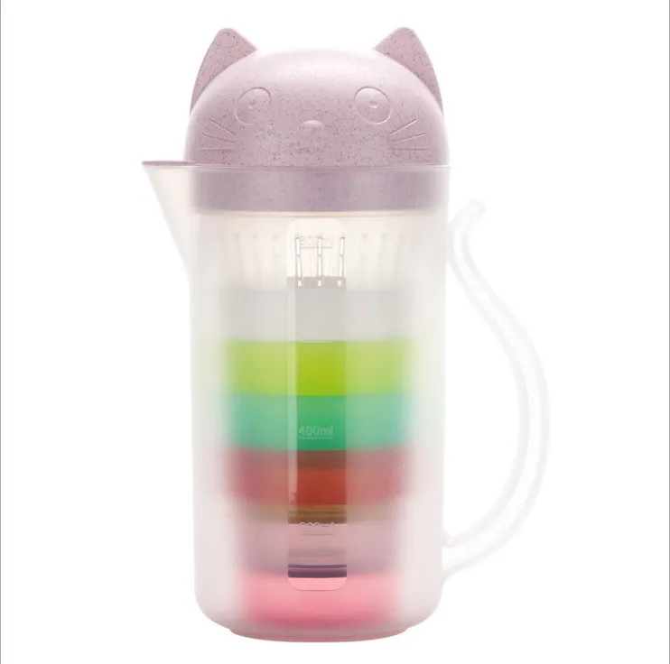 Cat Water Cup Kettle Set Plastic Bottles Environmentally Portable Teapot with Filter