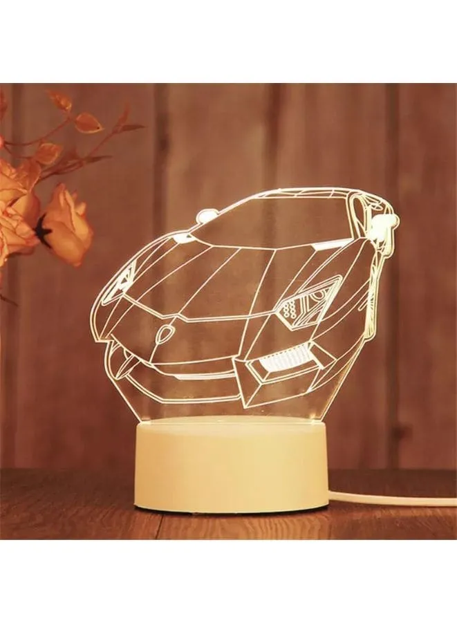 Creative 3D LED Acrylic Light with Warm Light For Home Decoration, Sportscar