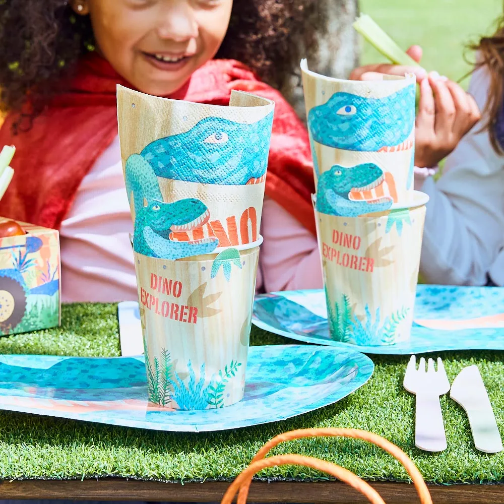 Dino Explorer Paper Party Cups (x8)