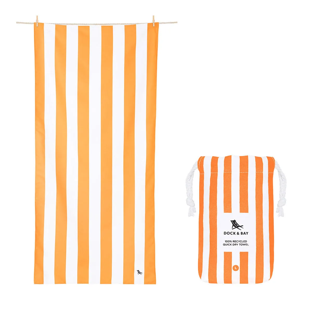 Dock & Bay Beach Towel Cabana Collection L 100% Recycled Ipanema Orange