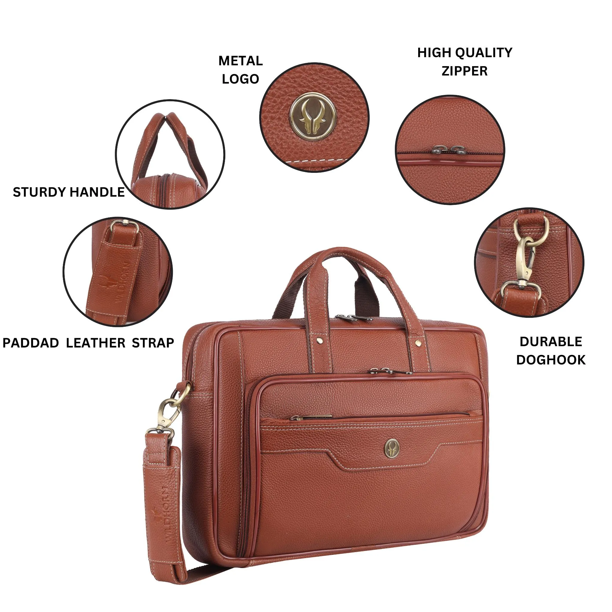 DURHAM Leather Laptop Messenger Bag for Men