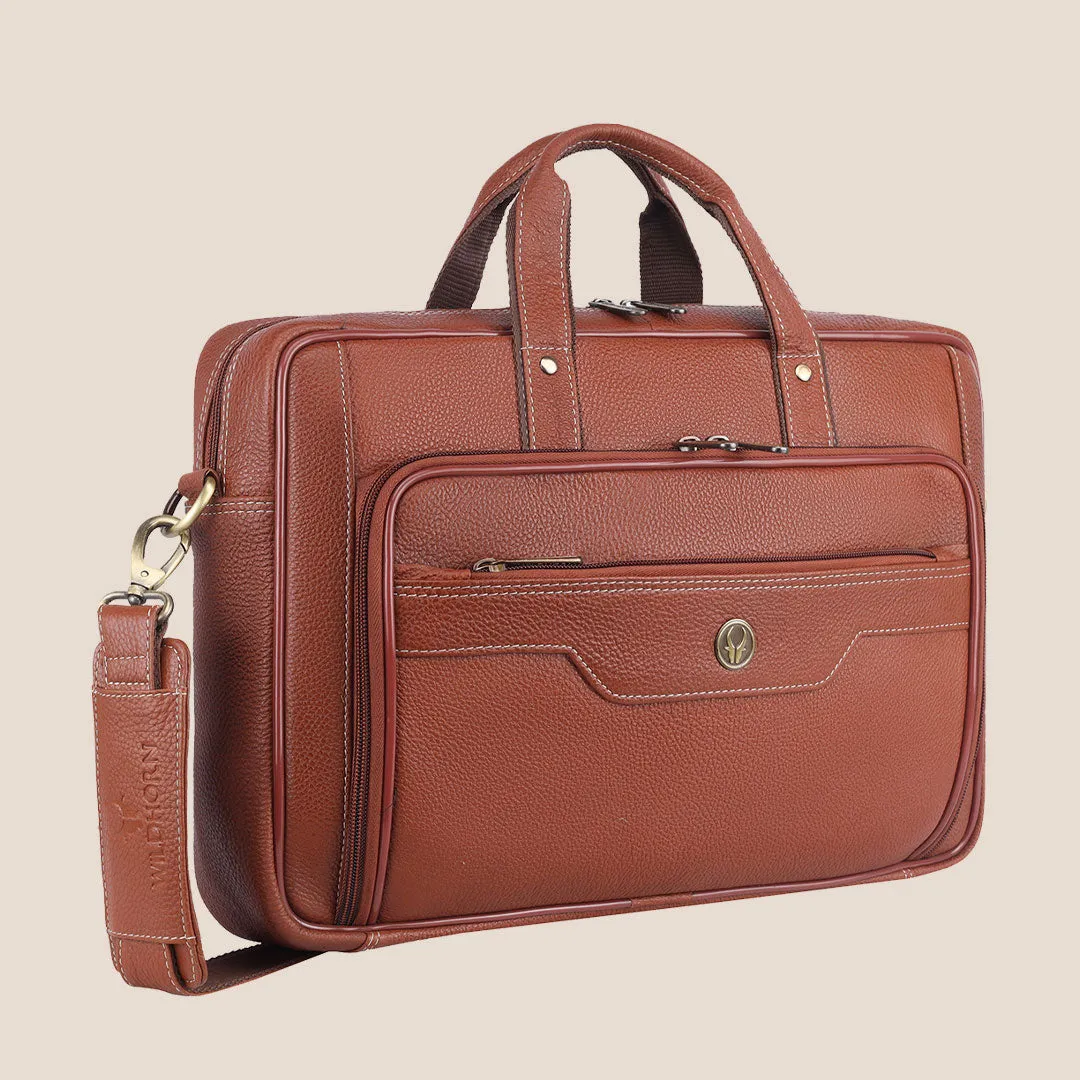 DURHAM Leather Laptop Messenger Bag for Men