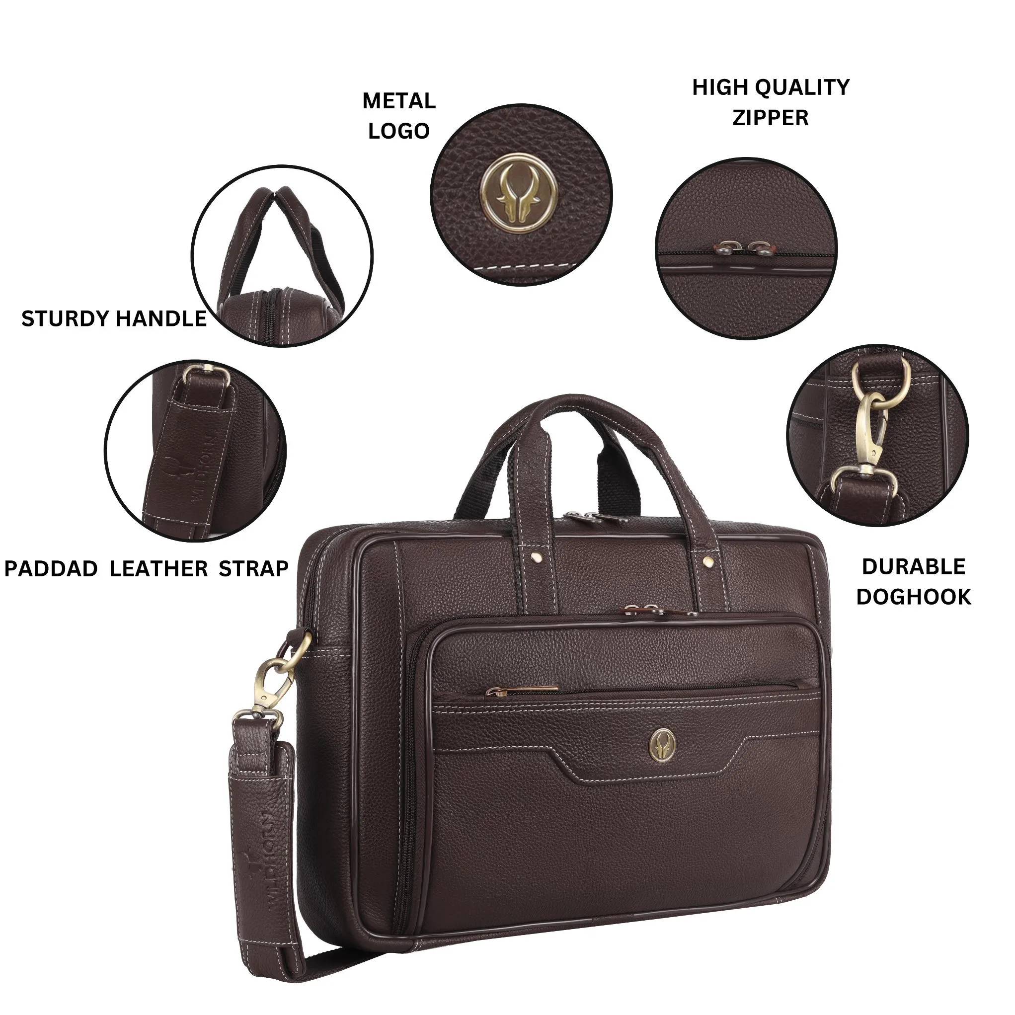 DURHAM Leather Laptop Messenger Bag for Men