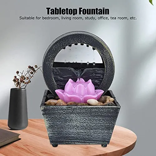 EXCLUZO Indoor Fountain, Plastic Flower Water Fountain 3V USB Home Decoration Indoor Water Fountains Tabletop Fountain for Home Office Table Decoration