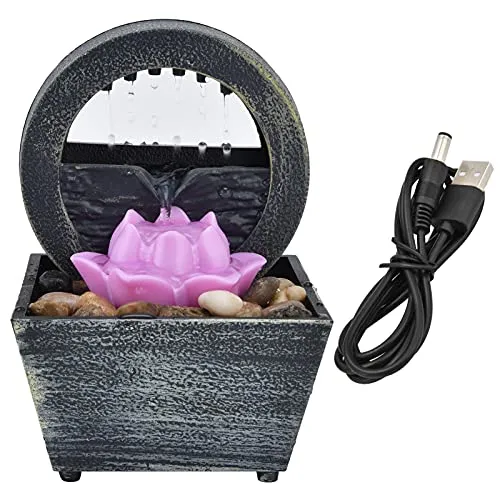 EXCLUZO Indoor Fountain, Plastic Flower Water Fountain 3V USB Home Decoration Indoor Water Fountains Tabletop Fountain for Home Office Table Decoration