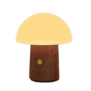 Ginko Mini Alice Mushroom Lamp –  Walnut Finish – 2.5" x 3"