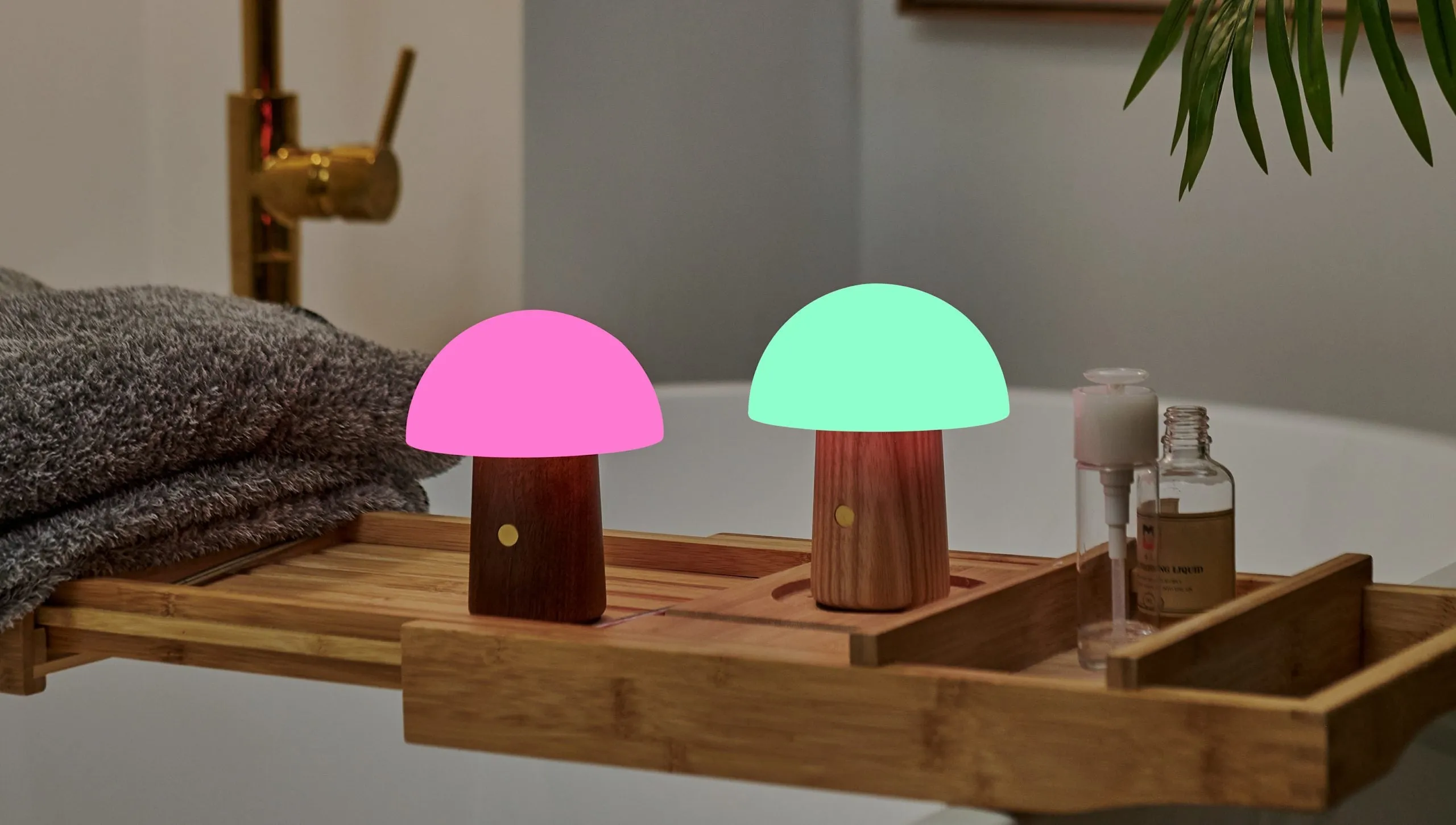 Ginko Mini Alice Mushroom Lamp –  Walnut Finish – 2.5" x 3"