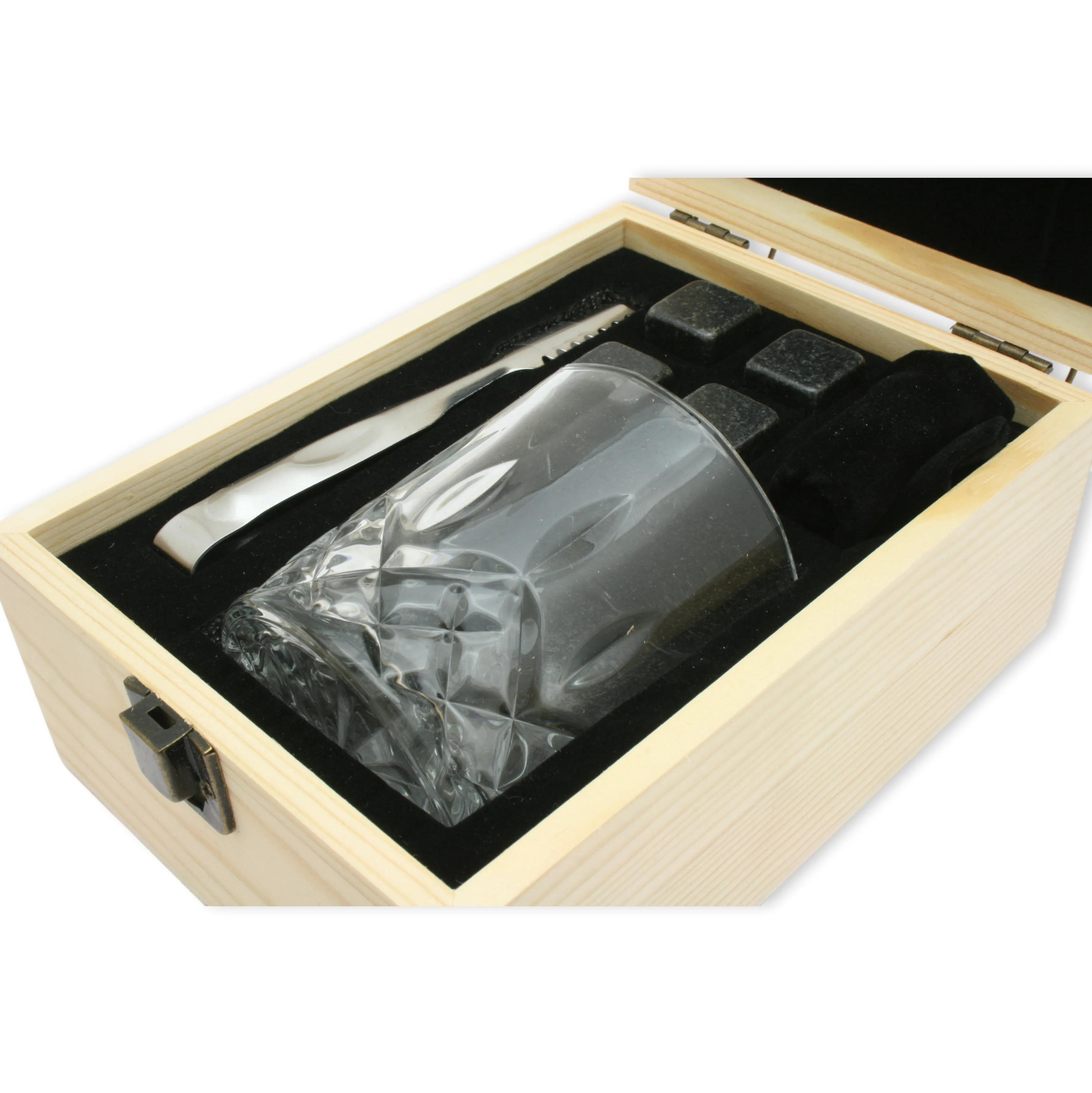 Glass Tumbler and Whiskey Stones Gift Set In Wooden Gift Box - Labrador