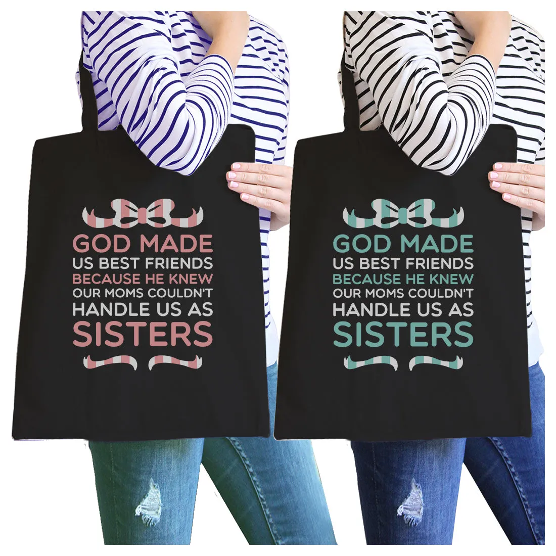 God Made Us BFF Matching Canvas Bags Unique Gifts For Siblings