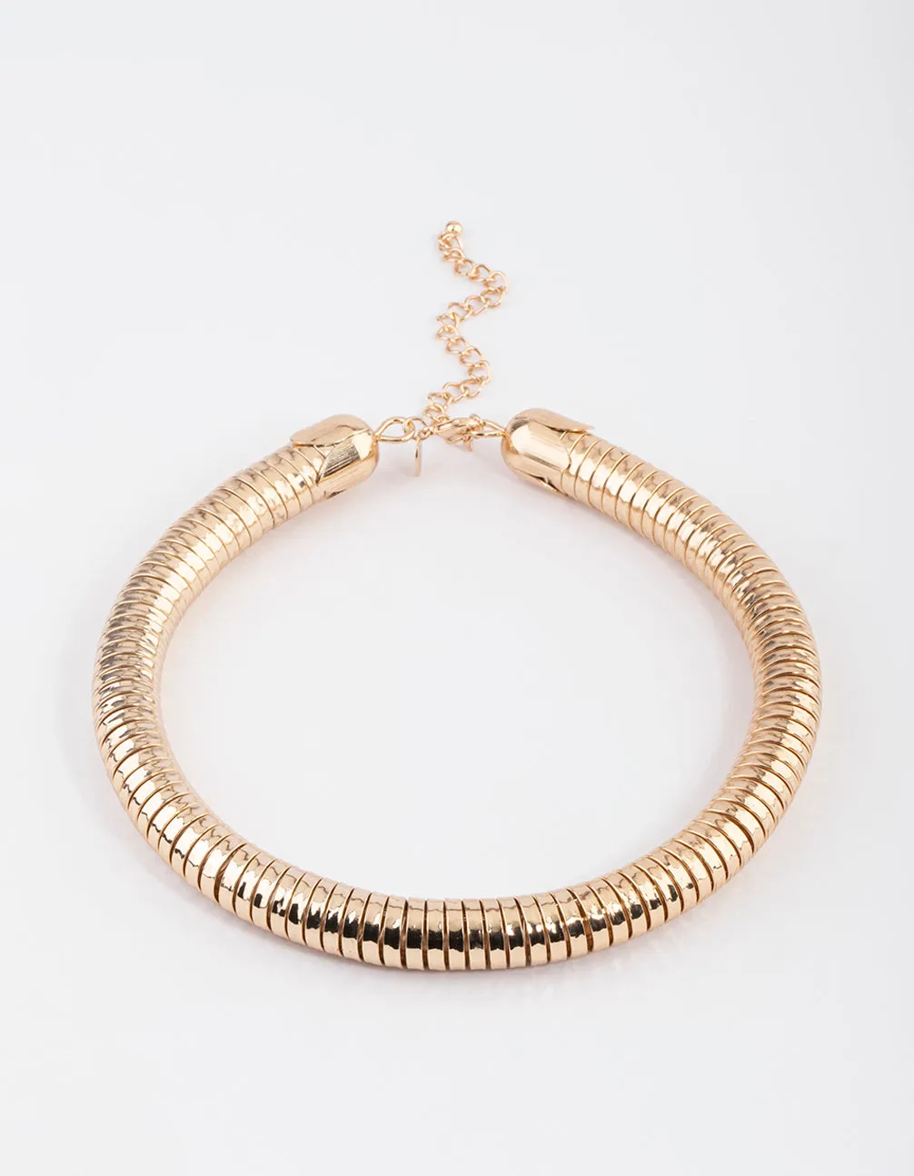 Gold Chunky Hammered Tube Necklace