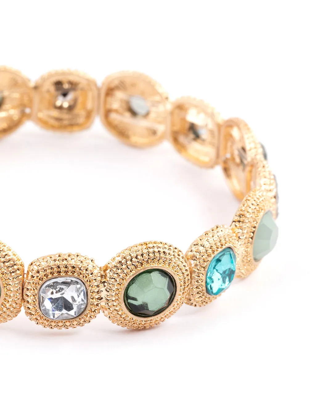 Gold Mixed Stone Etched Bracelet