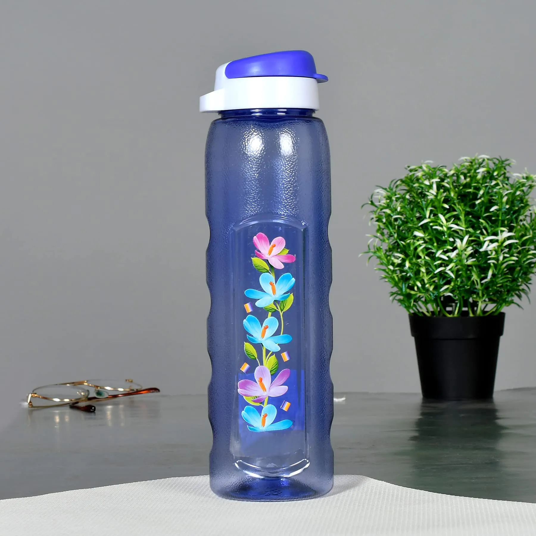 Heart Home Plastic Water Bottle With Sipper- 1 Litre, Pack of 6 (Pruple & Sky Blue)