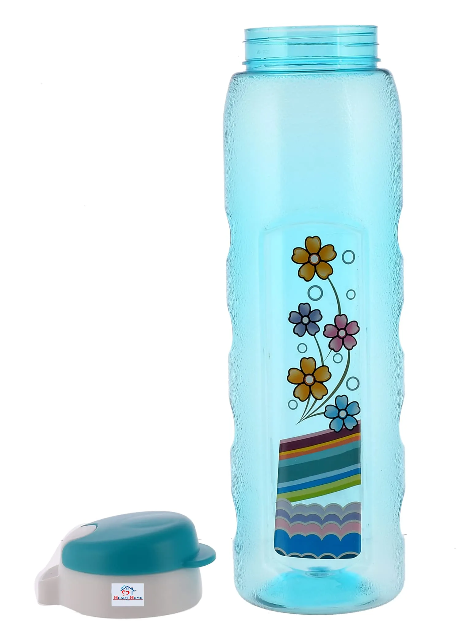 Heart Home Plastic Water Bottle With Sipper- 1 Litre, Pack of 6 (Pruple & Sky Blue)