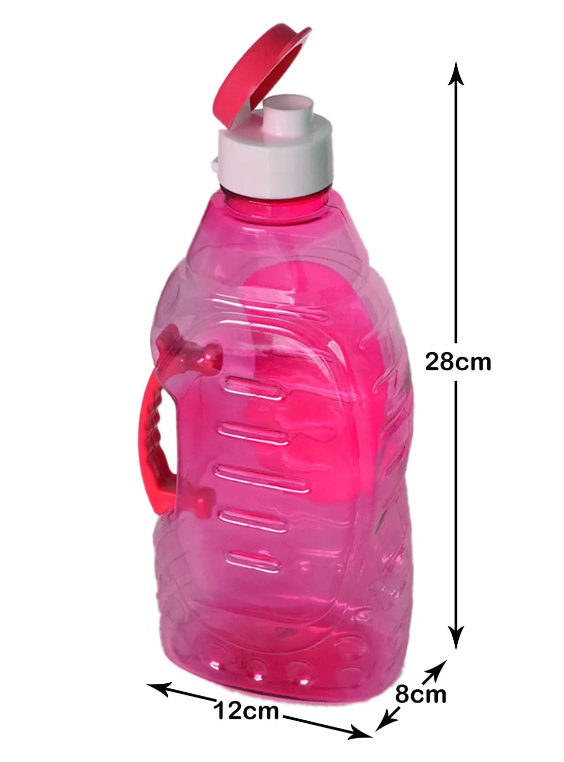 Heart Home Tranasparent Platic Water Bottle with Handle, 1500ml (Pink)-50HH01865