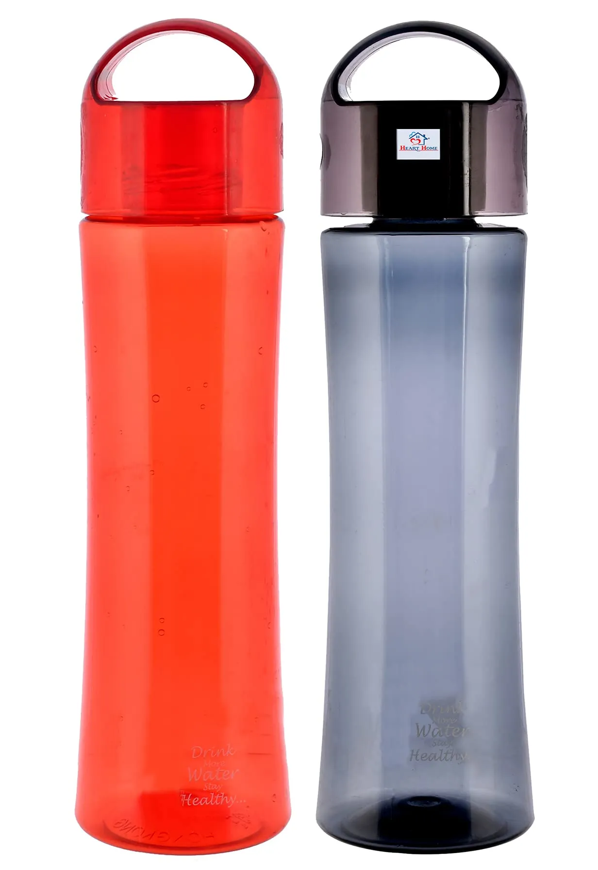 Heart Home Unbreakable BPA & Leak Free Plastic Water Bottle-1 Litre, Pack of 2 (Red & Grey)