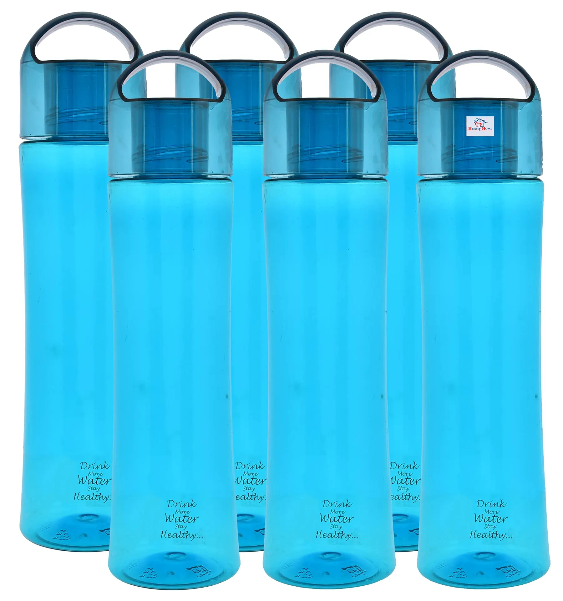 Heart Home Unbreakable BPA & Leak Free Plastic Water Bottle- 1 Litre, Pack of 6 (Blue)