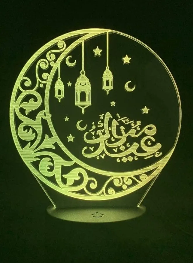 Islamic Moon 3D Acrylic LED Light, 16 Color with remote control, Both Battery and USB Powered