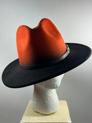 Jazzy Orange Two Tone Fedora Hat w/ Orange Bottom