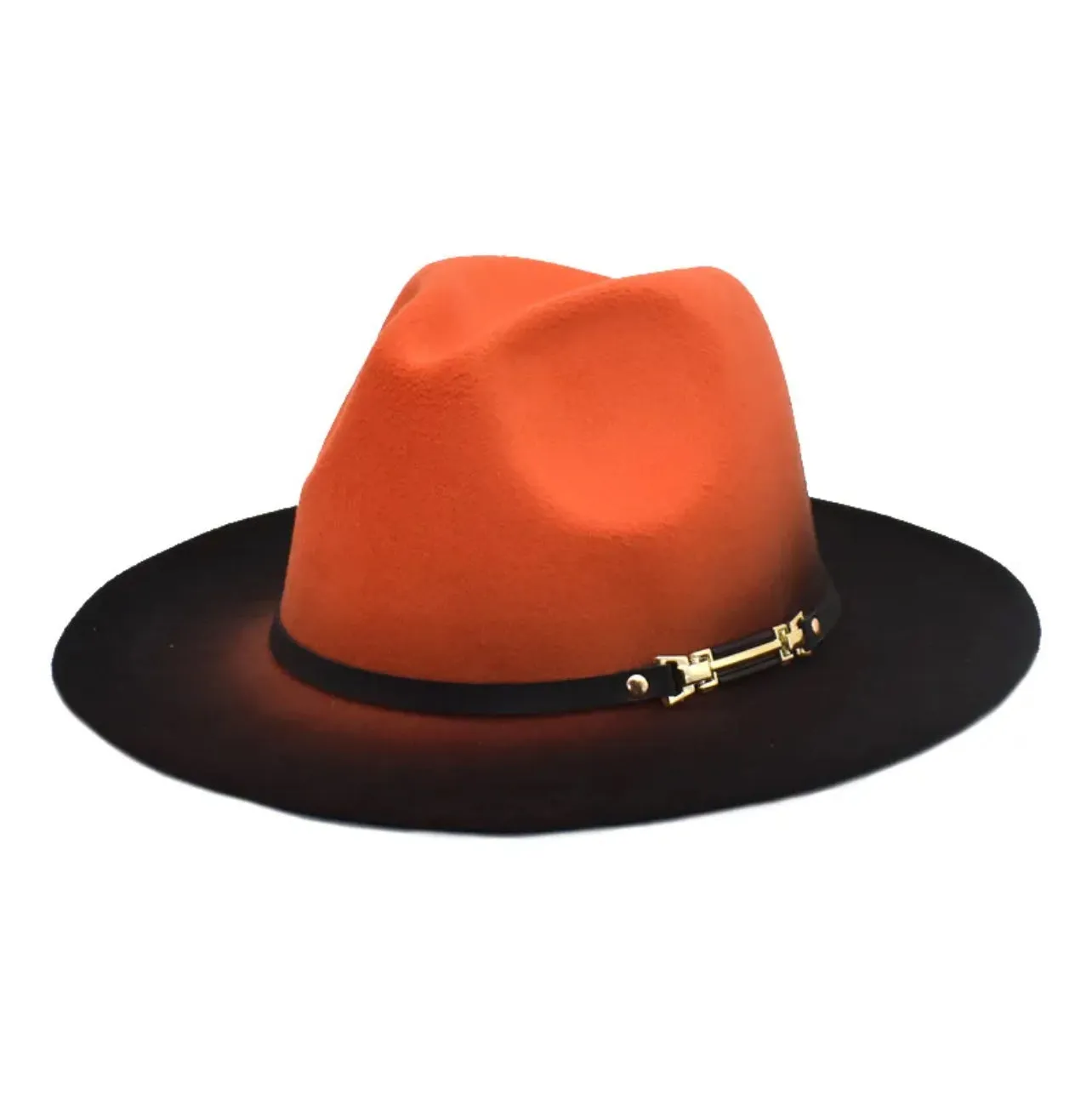 Jazzy Orange Two Tone Fedora Hat w/ Orange Bottom