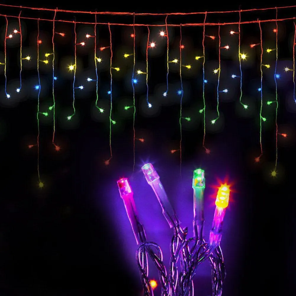 Jingle Jollys 500 LED Solar Powered Christmas Icicle Lights 20M Outdoor Fairy String Party Multicolour