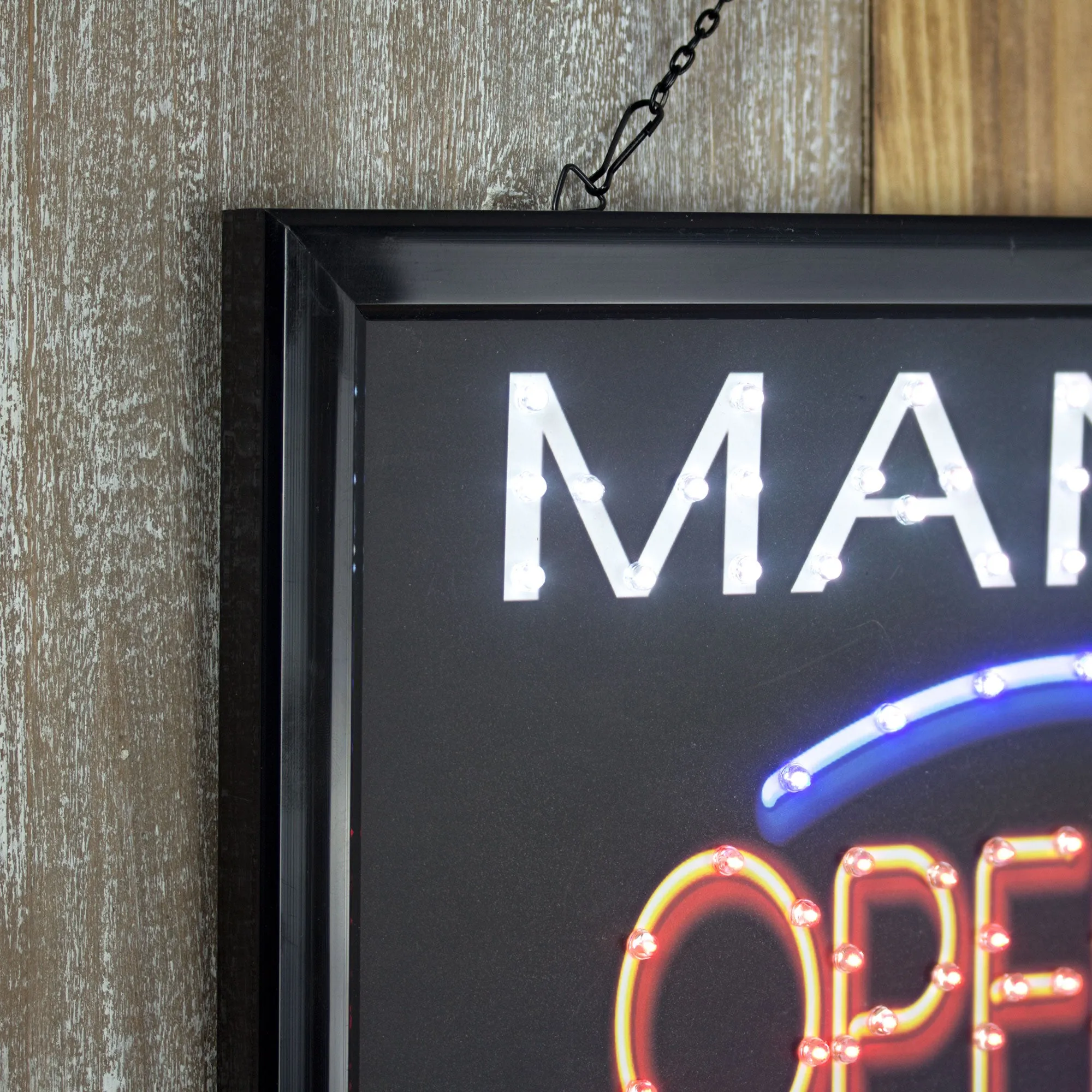 Man Cave Open 24/7 Framed LED Sign